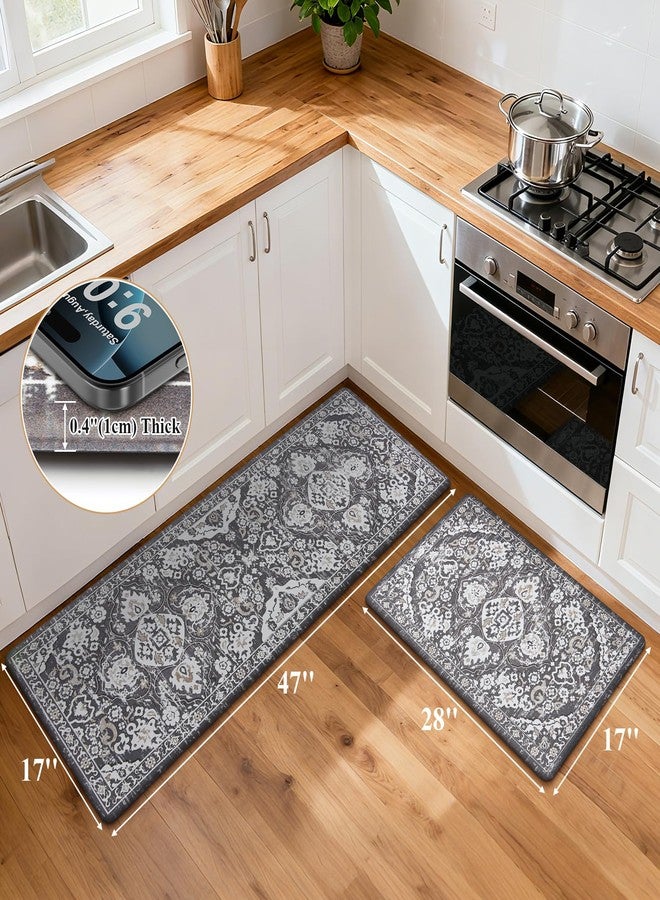 Ileading Kitchen Anti Fatigue Mat Set of 2 Cushioned Kitchen Mats for Standing Non Slip Waterproof Kitchen Floor Mat Boho Kitchen Rugs and Mats for Kitchen Sink Laundry 17/ x47/ +17/ x28/ - Image 2