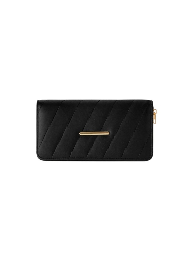 KANAZ Women Long Wallet Clutch – Elegant Quilted Leather Wallet with Zipper Pocket & Card Slots, Stylish Ladies Purse for Cash, Cards & Phone – WA - Image 1