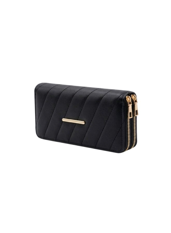KANAZ Women Long Wallet Clutch – Elegant Quilted Leather Wallet with Zipper Pocket & Card Slots, Stylish Ladies Purse for Cash, Cards & Phone – WA - Image 4