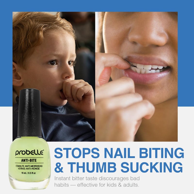 Probelle Anti-Bite, Nail Biting Treatment for Kids & Adults to Quit habit, No Bite Nail Polish Deterrent, Thumb Guard & Prevents Finger Sucking, Bitter Taste Nail Care, For Ages 3+, 0.5 fl oz (15 ml) - Image 4