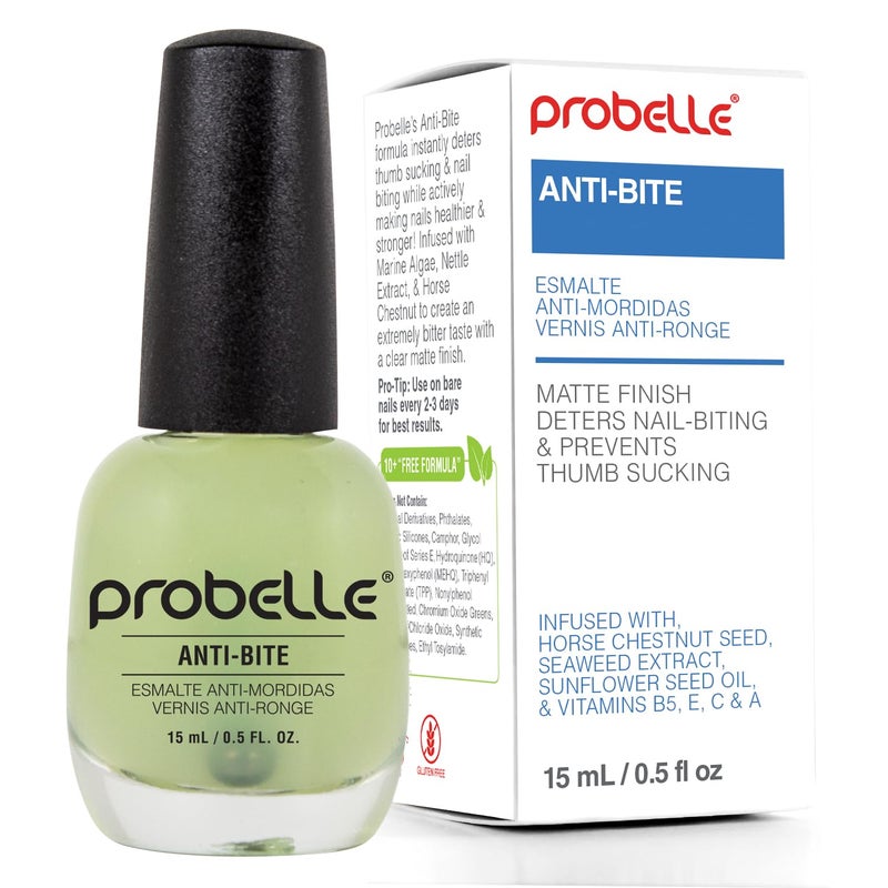 Probelle Anti-Bite, Nail Biting Treatment for Kids & Adults to Quit habit, No Bite Nail Polish Deterrent, Thumb Guard & Prevents Finger Sucking, Bitter Taste Nail Care, For Ages 3+, 0.5 fl oz (15 ml) - Image 1