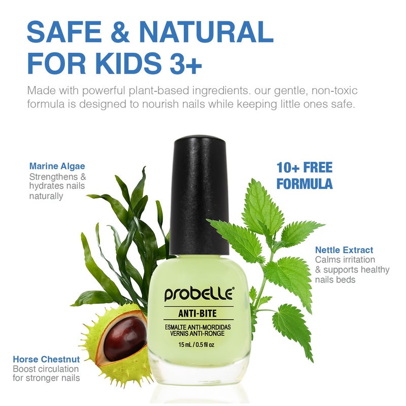 Probelle Anti-Bite, Nail Biting Treatment for Kids & Adults to Quit habit, No Bite Nail Polish Deterrent, Thumb Guard & Prevents Finger Sucking, Bitter Taste Nail Care, For Ages 3+, 0.5 fl oz (15 ml) - Image 3