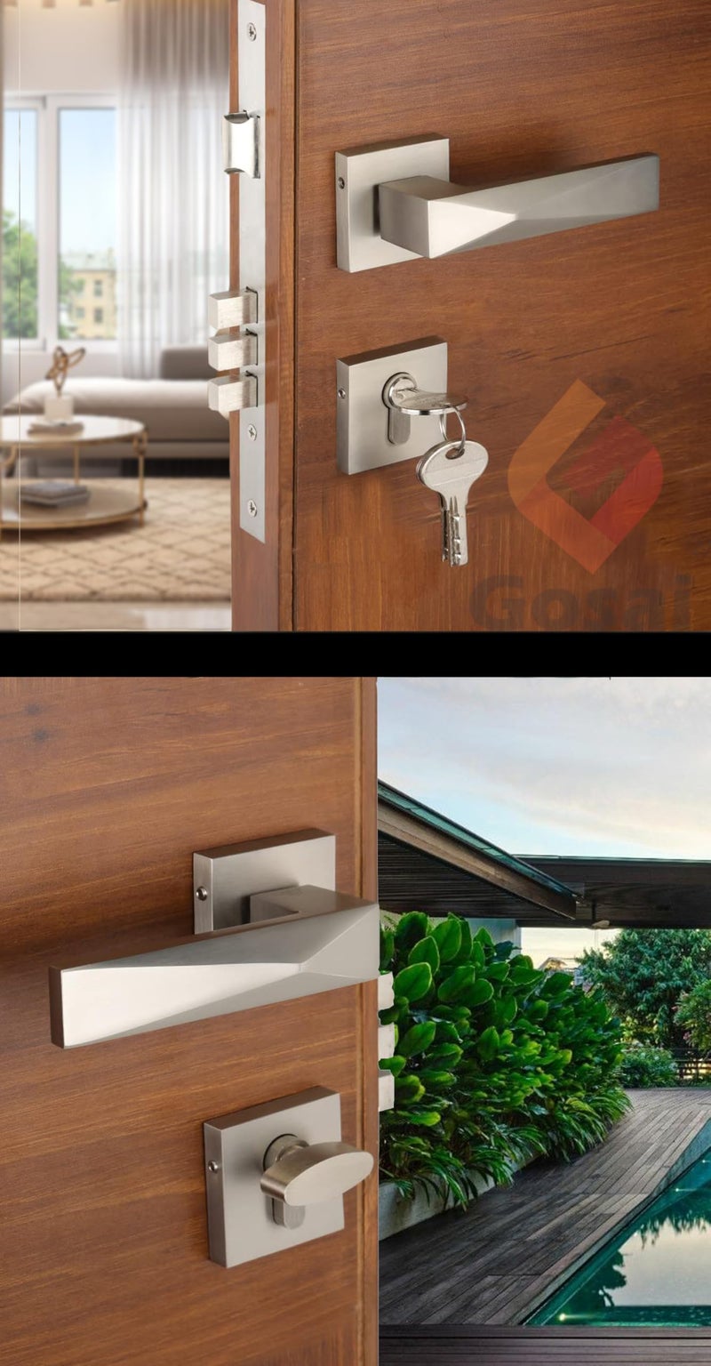 GOSAI High-Security Mortise Door Lock Set with Elegant Handle – Includes 3 Computerized Keys for Home, Hotel & Bedroom Doors (Matt Finish) - Image 3