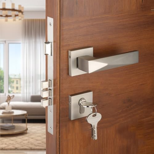 GOSAI High-Security Mortise Door Lock Set with Elegant Handle – Includes 3 Computerized Keys for Home, Hotel & Bedroom Doors (Matt Finish) - Image 1