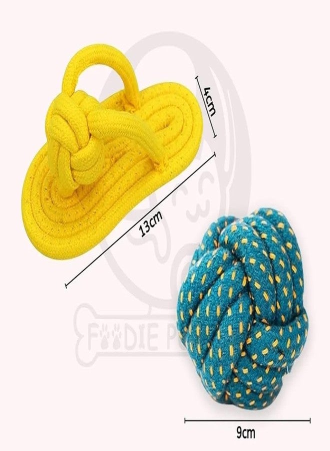 Little Pumpkin Durable Cotton Rope Dog Toys for Aggressive Chewers Interactive Rope Ball and Slipper Rope Combo for Teething Training Fetch and Tug Play - Image 3
