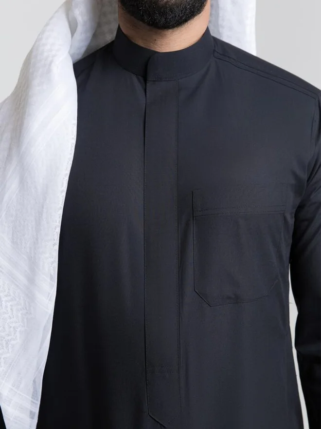Alshiaka Black Men Classic Summer Thobe, Black - 58inches for Men | Best Price UAE