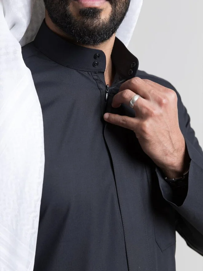 Alshiaka Black Men Classic Summer Thobe, Black - 58inches for Men | Best Price UAE