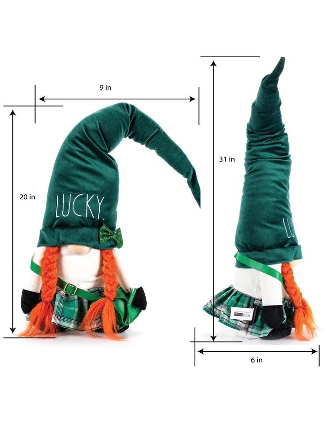 Rae Dunn St. Patrick's Gnome Lucky - 19 Inch Stuffed Plush Figurine Doll with Felt Hat - Cute Ornaments and Holiday Decorations for Home Decor and Office - Image 2