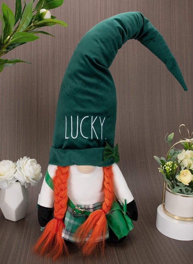 Rae Dunn St. Patrick's Gnome Lucky - 19 Inch Stuffed Plush Figurine Doll with Felt Hat - Cute Ornaments and Holiday Decorations for Home Decor and Office - Image 3