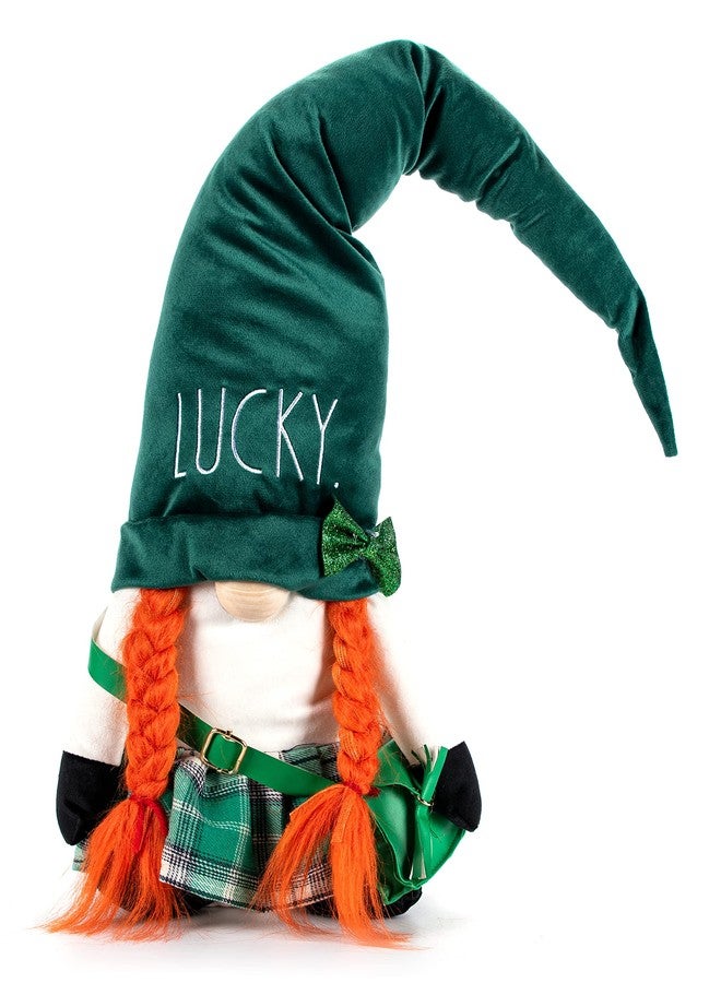 Rae Dunn St. Patrick's Gnome Lucky - 19 Inch Stuffed Plush Figurine Doll with Felt Hat - Cute Ornaments and Holiday Decorations for Home Decor and Office - Image 1
