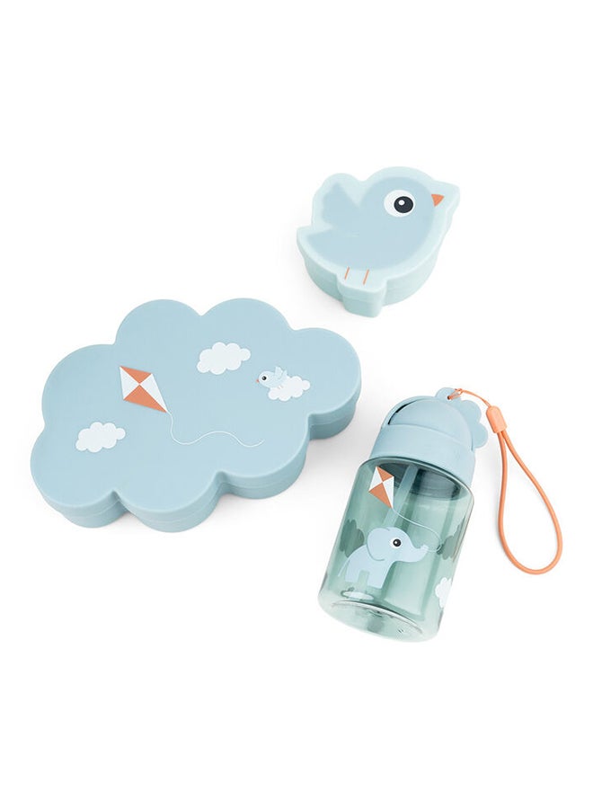 done by deer Lunch & Snack Box W/Straw Bottle Playground Blue - Kids Lunch Kit With Bottle - Image 1