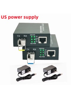 Generic Thousand-second Sfp Fiber Optic Converter Lc Single Mode Single Fiber Transceiver 10/100/1000m Photoelectric Conversion 20km American Standard power supply 