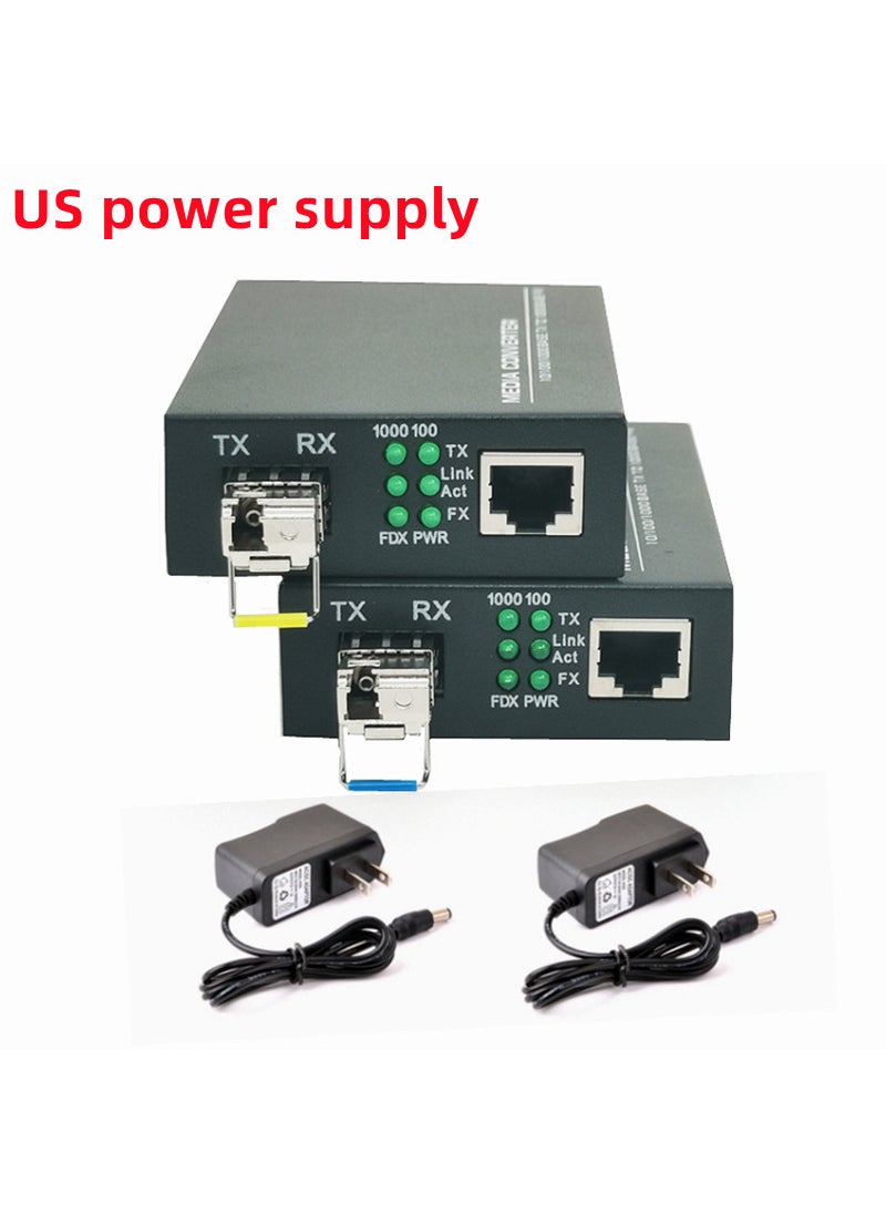 Generic - Thousand-second Sfp Fiber Optic Converter Lc Single Mode Single Fiber Transceiver 10/100/1000m Photoelectric Conversion 20km American Standard power supply - Image 1