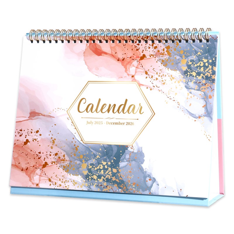 Coboll 2025-2026 Desk Calendar - 18 Months Desk Calendar 2025-2026, July 2025 - December 2026, 9.8'' x 8.3'', Standing Flip 2025-2026 Desktop Calendar, 2025-2026 Desk Calendar with 4 More Months Calendar - Image 1