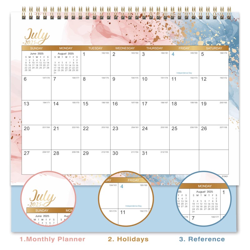 Coboll 2025-2026 Desk Calendar - 18 Months Desk Calendar 2025-2026, July 2025 - December 2026, 9.8'' x 8.3'', Standing Flip 2025-2026 Desktop Calendar, 2025-2026 Desk Calendar with 4 More Months Calendar - Image 3