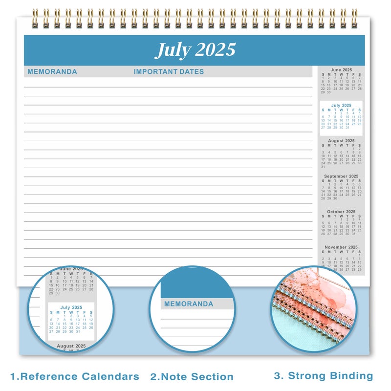 Coboll 2025-2026 Desk Calendar - 18 Months Desk Calendar 2025-2026, July 2025 - December 2026, 9.8'' x 8.3'', Standing Flip 2025-2026 Desktop Calendar, 2025-2026 Desk Calendar with 4 More Months Calendar - Image 4