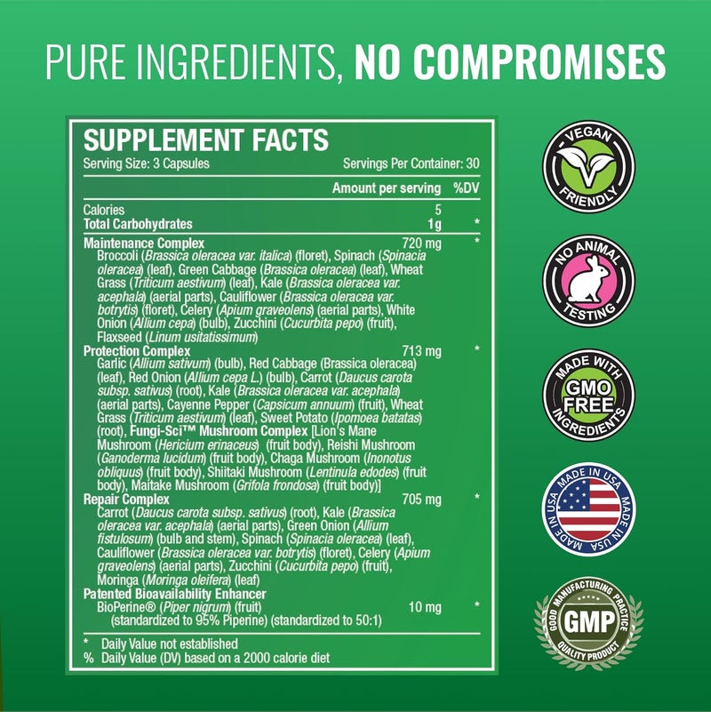 Approved Science Fruits  Veggies  42 Whole Fruit and Veggie Supplement  Enhanced Health  Vitality  Daily Natural Vitamins Minerals Antioxidants  90 Capsules Each  1Month Supply - Image 5