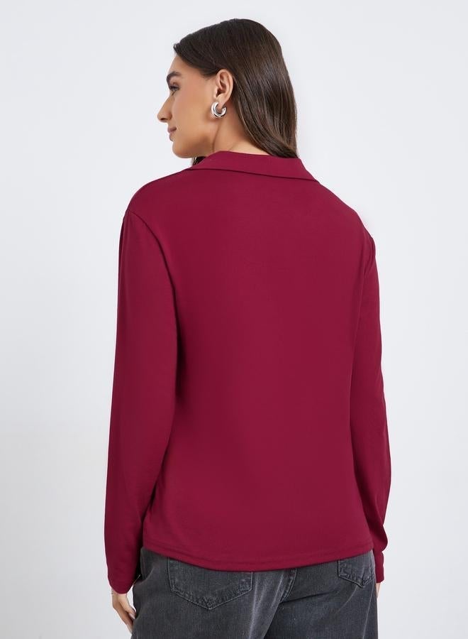 ستايلي تيشيرت بولو بياقة مفتوحة وبقصة عادية - Image 4