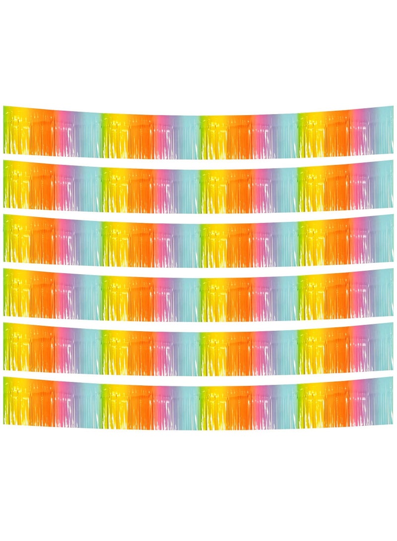 Excefore 6 Pack 10 Feet Foil Fringe Garland Metallic Tinsel Streamers Banner Wall Hanging Backdrop Banner for Parade Floats, Valentine's Day, Wedding, Birthday, Mardi Gras Party Decorations, Light Rainbow - Image 1
