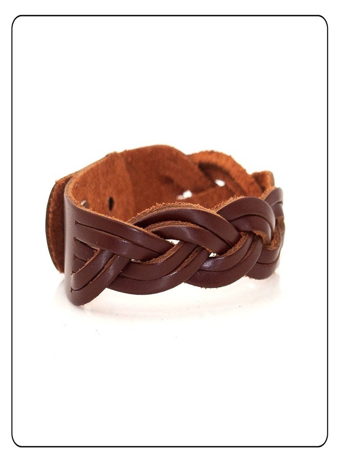 Fusamk Punk Rock Braided Leather Wristband Cuff Bracelet(Brown) - Image 5