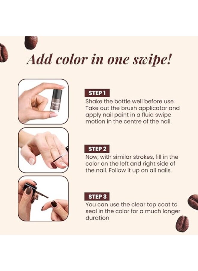 Coloressence Coffee Coats Nude Nail Paint Kit, Set of 5 with FREE Nail Polish Remover | Glossy Finish | Quick Dry | Chip Resistant - Image 4