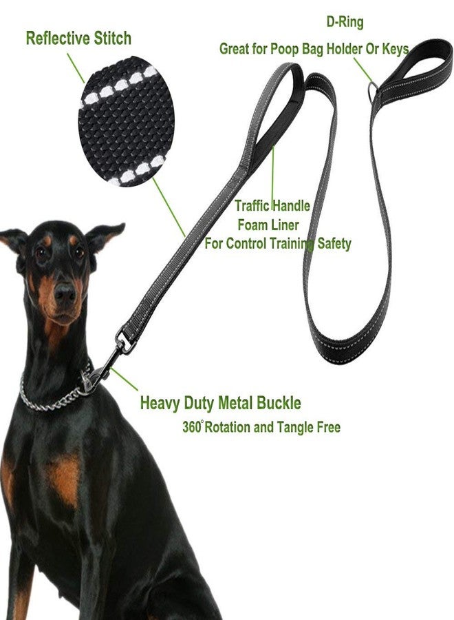 Eco Clean Dog Leash for Large Dogs, Traffic Padded 2 Handles for Extra Control, 6 FT Long with Reflective Stitch for Night Walking Black - Image 2