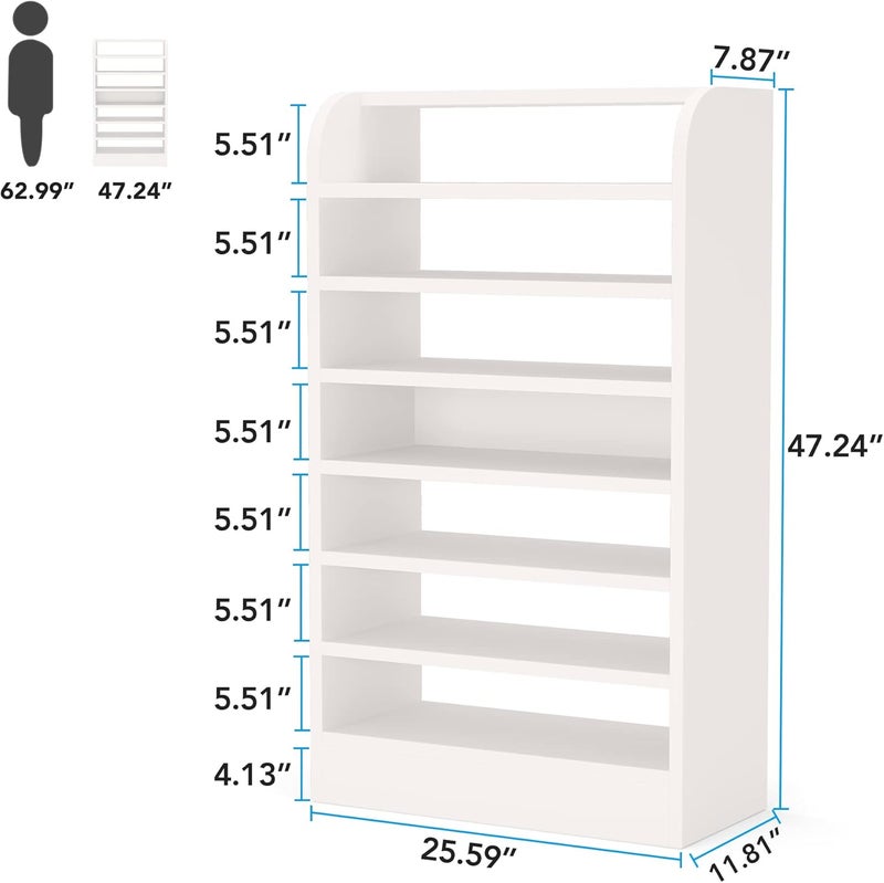 Tribesigns Shoe Rack, 8-Tier Tall Shoe Shelf, Wooden Shoe Storage Cabinet, White - Image 2