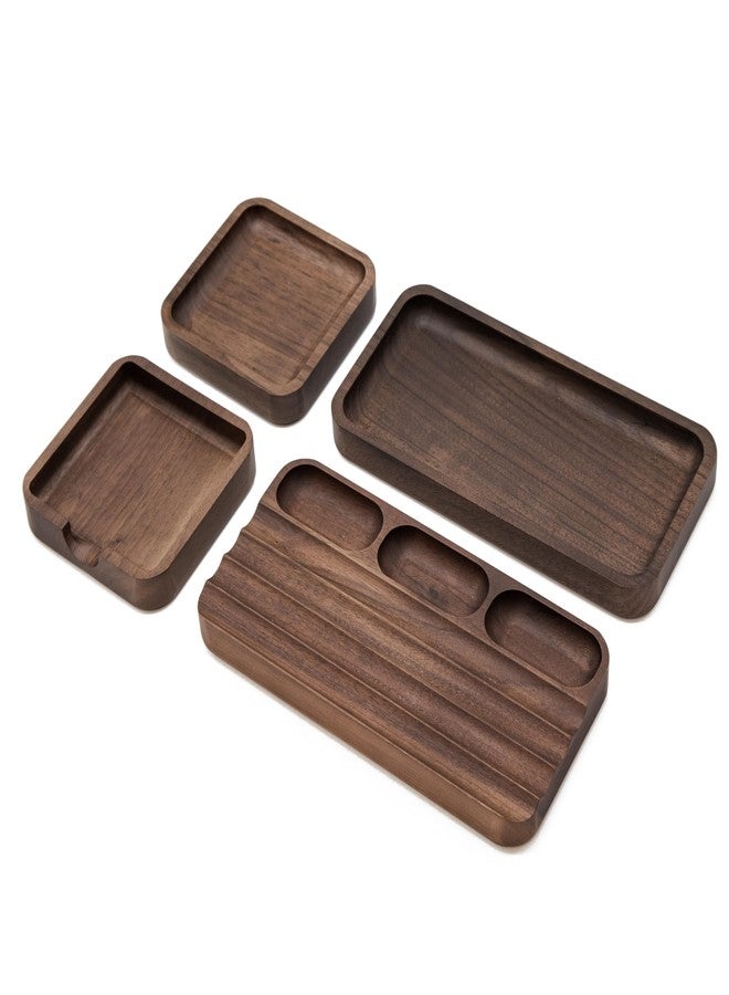 MUUJEE Wooden Desk Organization 4 Piece Set - for Desk Accessories Work Teacher Dad Wood Tray Work Minimalist Rustic - Image 1