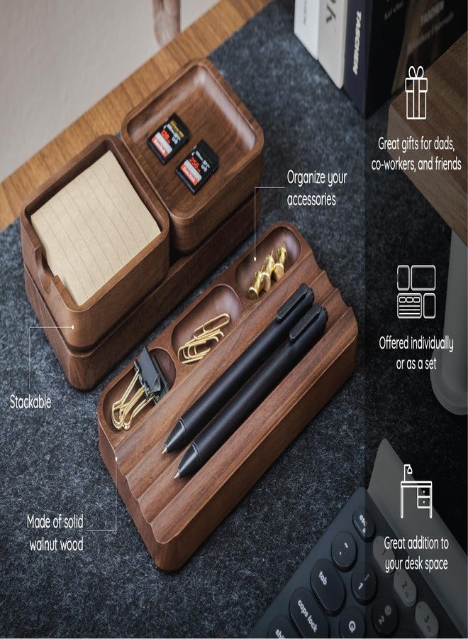 MUUJEE Wooden Desk Organization 4 Piece Set - for Desk Accessories Work Teacher Dad Wood Tray Work Minimalist Rustic - Image 4