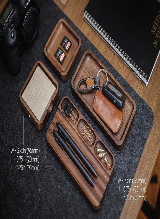 MUUJEE Wooden Desk Organization 4 Piece Set - for Desk Accessories Work Teacher Dad Wood Tray Work Minimalist Rustic - Image 3