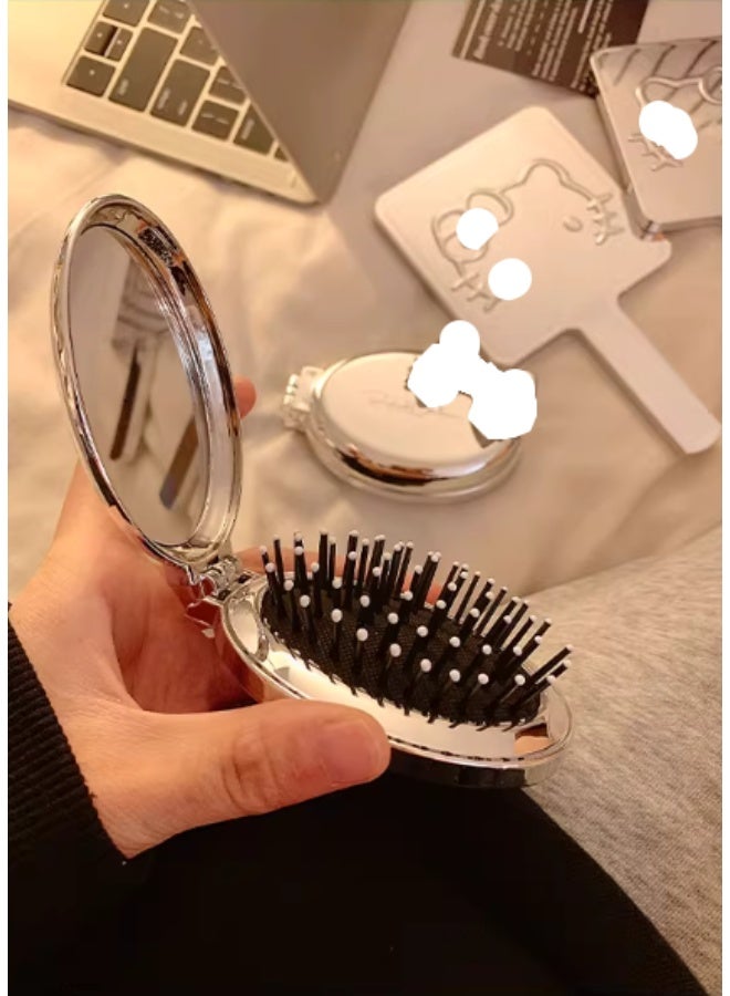 Sliver- Foldable Mirrors, On-The-Go Design, Travel Brush, Ultrasoft IntelliFlex Bristles, Detangling Hairbrush, Built-In Mirror Handle, Wet & Dry - Image 2