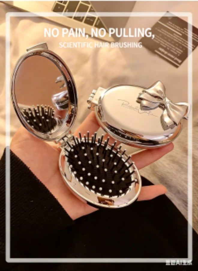 Sliver- Foldable Mirrors, On-The-Go Design, Travel Brush, Ultrasoft IntelliFlex Bristles, Detangling Hairbrush, Built-In Mirror Handle, Wet & Dry - Image 3