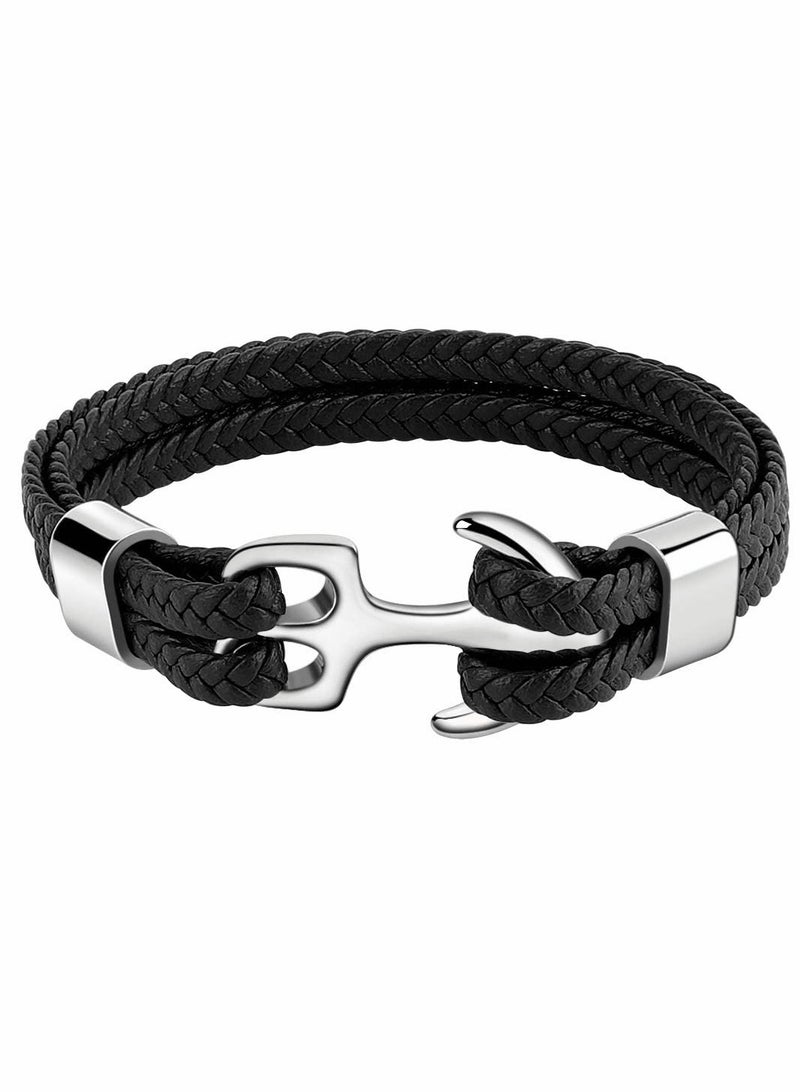 Excefore Unisex Handmade Bracelet, Multilayer Vintage Anchor Cuff Bracelet Cuff Wrap Rope Wristband Friendship Bracelet for Men & Women Jewelry - Image 1