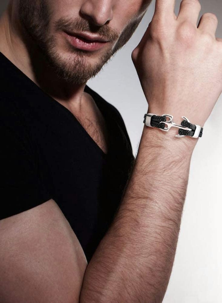 Excefore Unisex Handmade Bracelet, Multilayer Vintage Anchor Cuff Bracelet Cuff Wrap Rope Wristband Friendship Bracelet for Men & Women Jewelry - Image 5