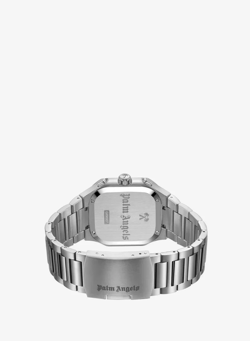 Palm Angels Black Forte Black Dial Silver Stainless Steel Bracelet Dual Time Watch for Men, 43mm for Men | Best Price UAE