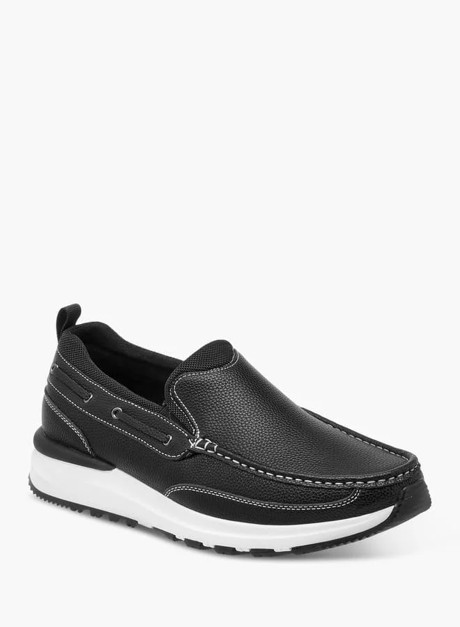 Men's Panelled Slip-On Loafers with Pull Tabs