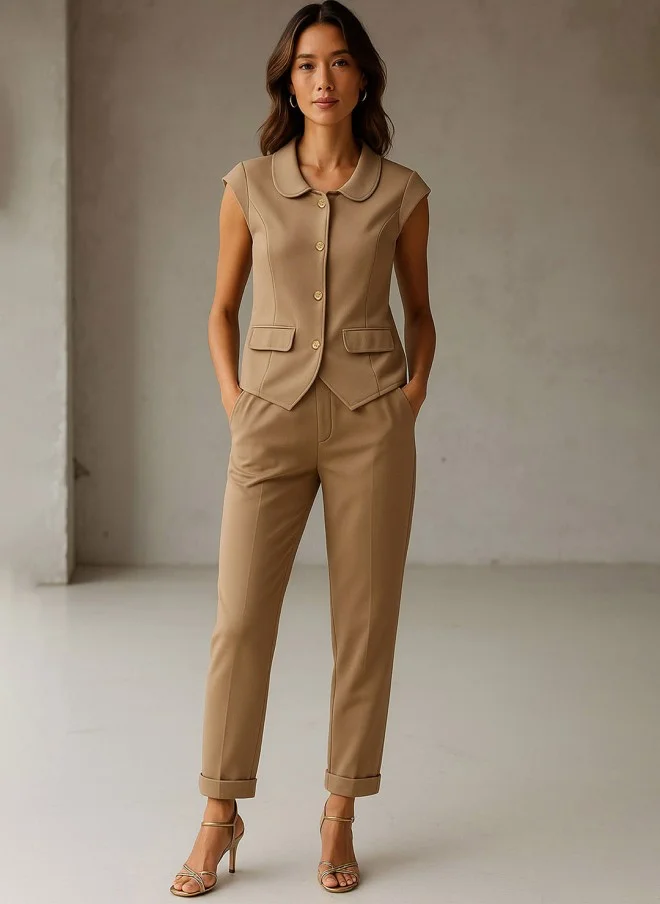 SASSAFRAS Brown Waistcoat And Trousers Co-Ords For Women