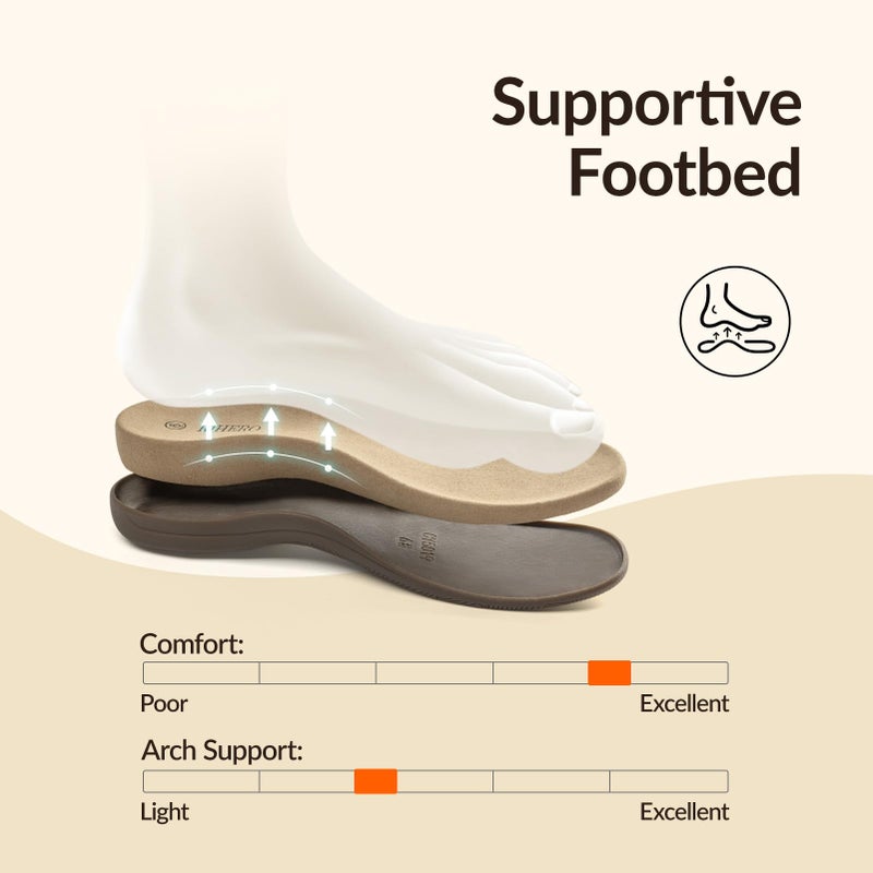Rihero Orthopedic Sandals for Women Arch Support Comfortable Flat Sandals with Adjustable Strap for Summer Beach Walking Brown 7.5 - Image 4