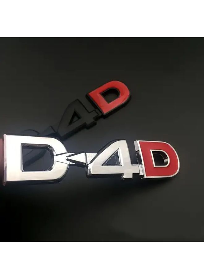شعار سيارة D4D المعدني لأوريس كورولا ستارلت بلون أحمر فضي مع شعار ملصق زينة لوحة الترخيص وملصق صندوق الأمتعة، إكسسوار خارجي للسيارة، ديكور سيارة ذات لاصق طويل الأمد بدون بقايا عند الإزالة - Image 1