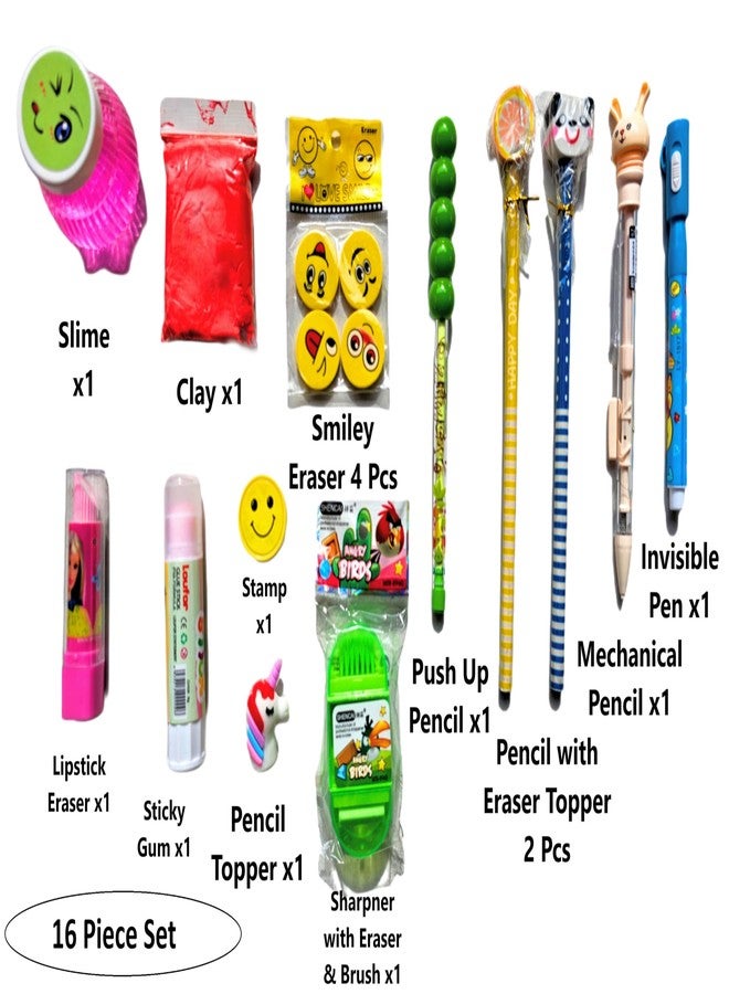 SSKR Stylish Pencils and Eraser School Stationery Combo with Pouch for Kids - 16 Pieces Set | Best Birthday Return Gift for Boys and Girls - Image 3
