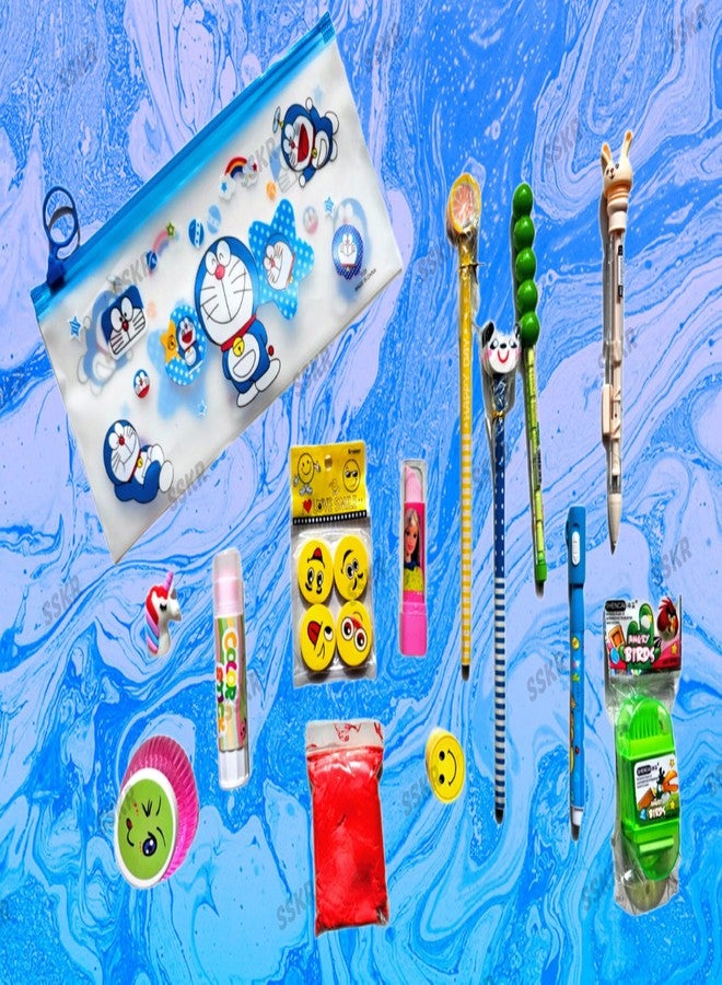 SSKR Stylish Pencils and Eraser School Stationery Combo with Pouch for Kids - 16 Pieces Set | Best Birthday Return Gift for Boys and Girls - Image 4