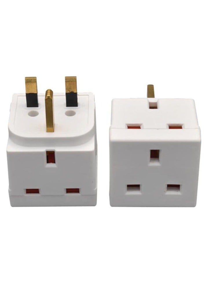 2 Way UK 3 Pin Plug Adaptor | Mains Power Multi Socket Extension | Extender Block Splitter | Wall Charger Adaptor Socket with 13A |2 Plug Power Extender - Image 1