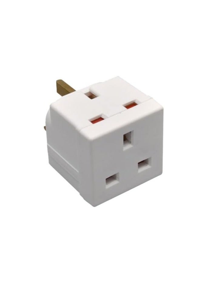 2 Way UK 3 Pin Plug Adaptor | Mains Power Multi Socket Extension | Extender Block Splitter | Wall Charger Adaptor Socket with 13A |2 Plug Power Extender - Image 2