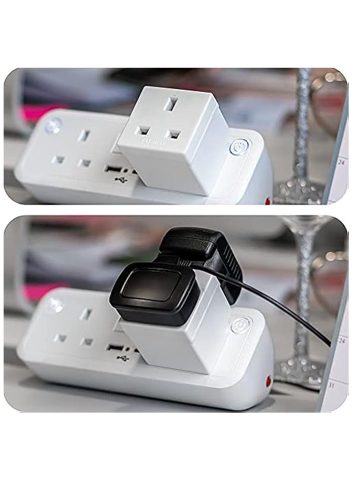 2 Way UK 3 Pin Plug Adaptor | Mains Power Multi Socket Extension | Extender Block Splitter | Wall Charger Adaptor Socket with 13A |2 Plug Power Extender - Image 4