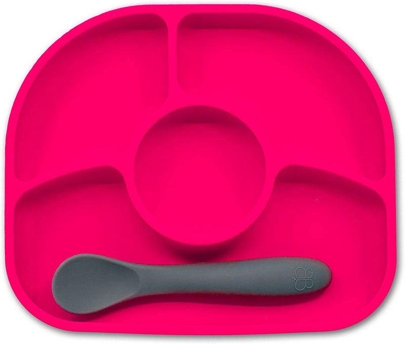 bblv Ymi Food Grade Silicone BPAFree Suction Plate Microwave Dishwasher Safe AntiSpill Plate Spoon Set wBaby Utensils for Baby Toddler