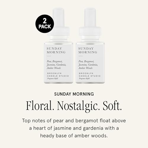 Pura & Brooklyn Candle Studio Home Scent Refill - Smart Home Air Diffuser - Up to 120-Hours of Luxury Fragrance per Refill - Home Essential - Clean & Safe Diffuser Fragrance - 2 Pack, Sunday Morning - Image 2