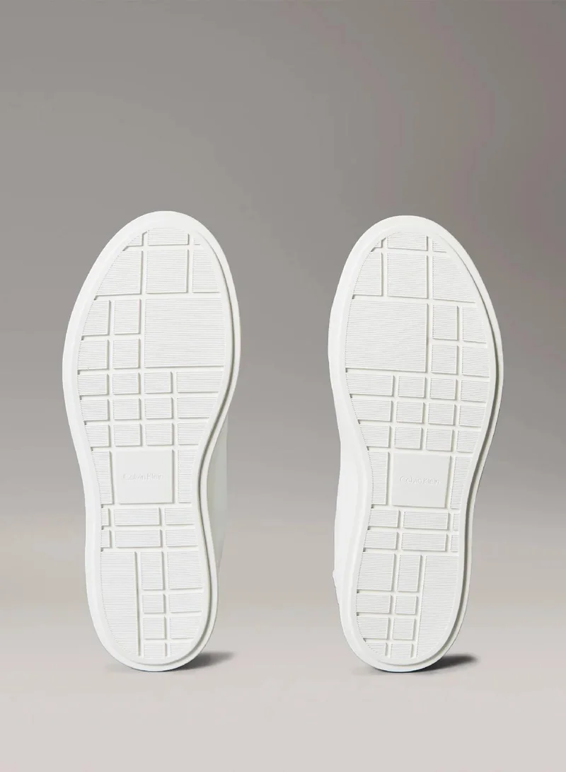 Calvin Klein Triple Bright White Leather Signature Logo Trainers for Women | Best Price UAE