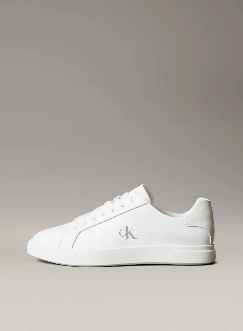 Calvin Klein Triple Bright White Leather Signature Logo Trainers for Women | Best Price UAE