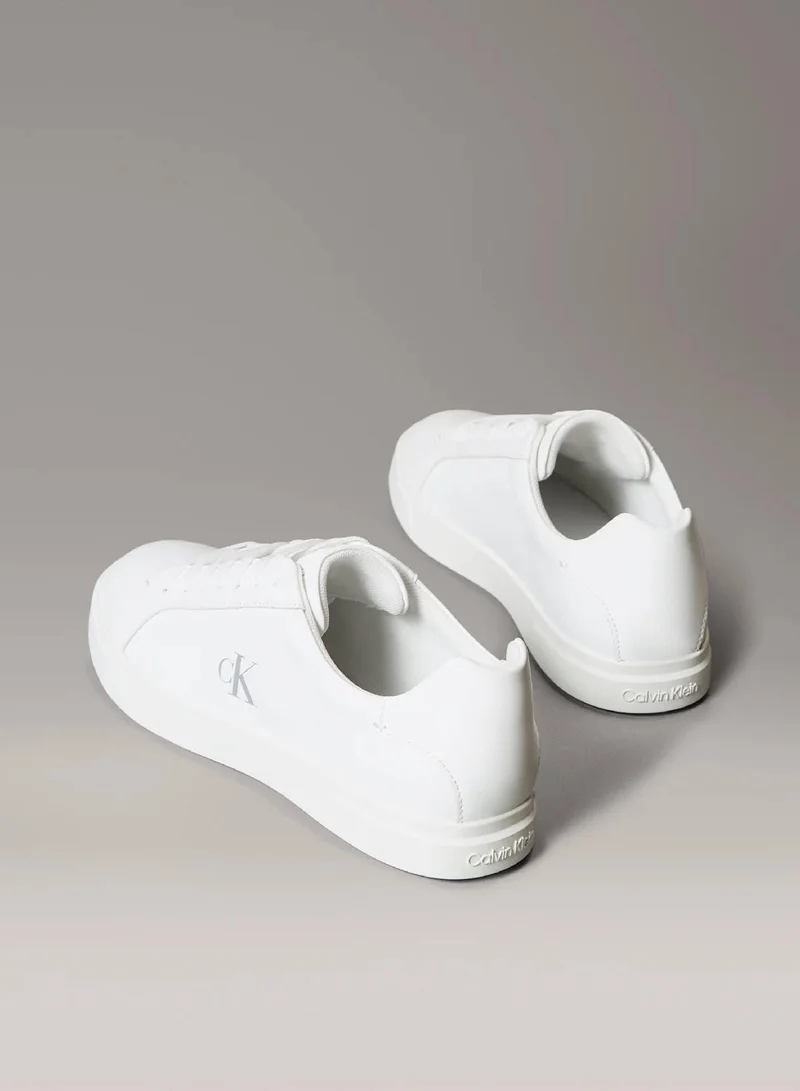 Calvin Klein Triple Bright White Leather Signature Logo Trainers for Women | Best Price UAE