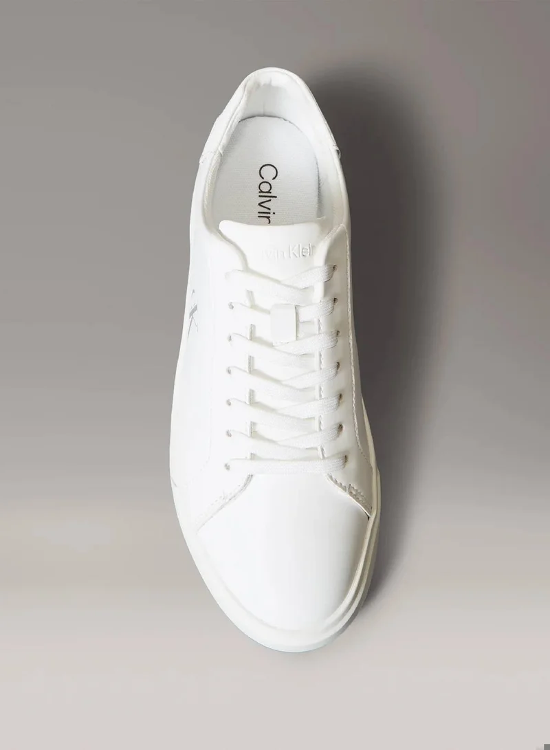 Calvin Klein Triple Bright White Leather Signature Logo Trainers for Women | Best Price UAE